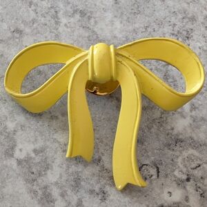 Vintage Jonette Jewelry Yellow Enamel Bow Brooch